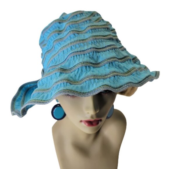 WOMENS Packable Cotton Blue Lightweight Summer Travel Golfing Beach Hat - Picture 4 of 16